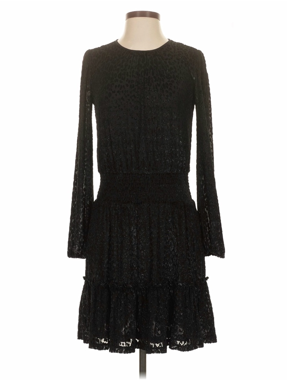 Michael Kors Black Lace Long Sleeve Fit-and-Flare Dress NWT